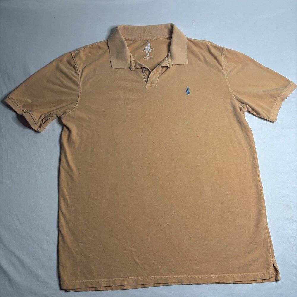 johnnie-O XL Beige Tan Short Sleeve Polo Shirt 100% Cotton